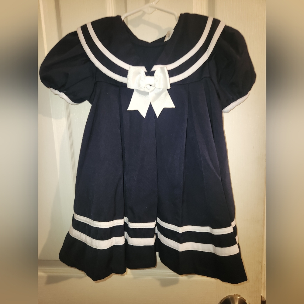 Rare Editions Navy and White Toddler Dress